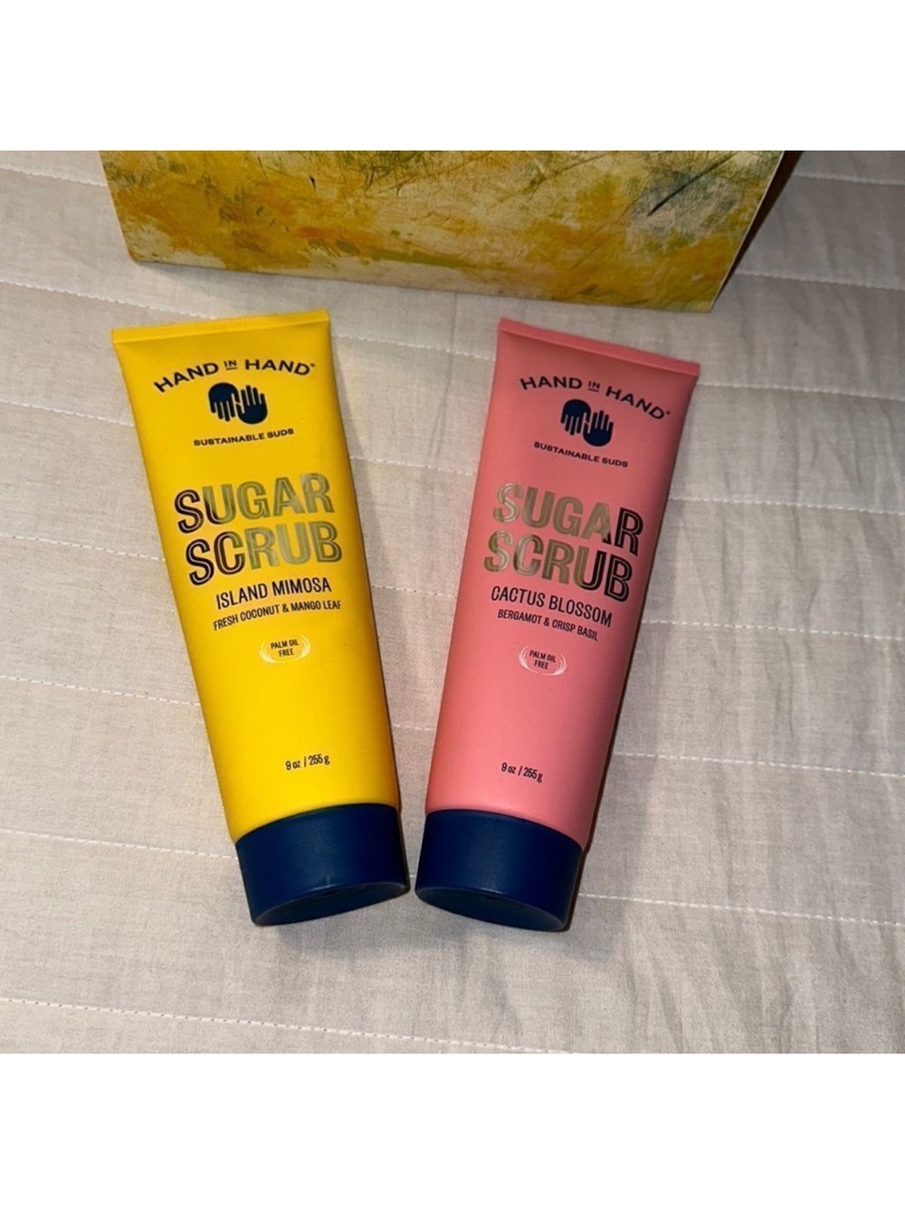 HAND in HAND Set of two 9oz sugar scrubs ISLAND MIMOSA & CACTUS BLOSSOM